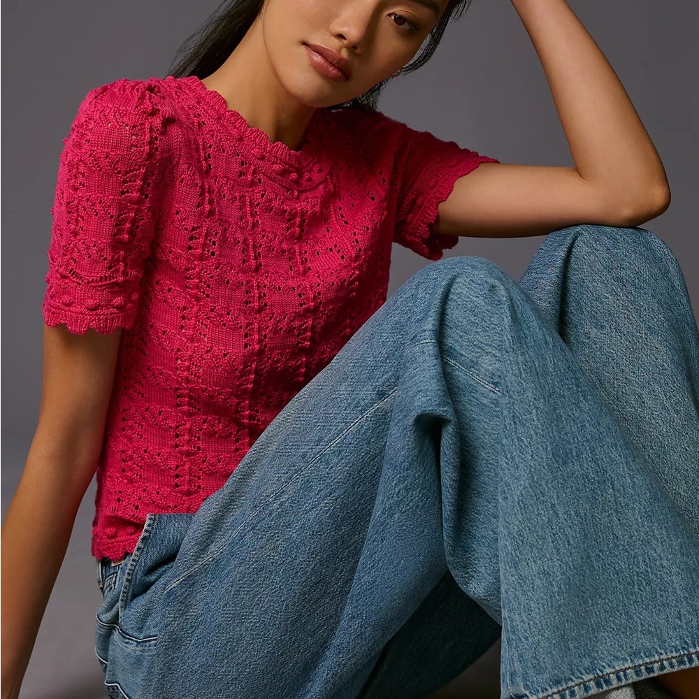 Anthropologie Pink sweater top